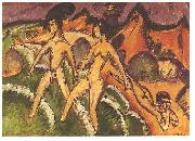 Female nudes striding into the sea, Ernst Ludwig Kirchner